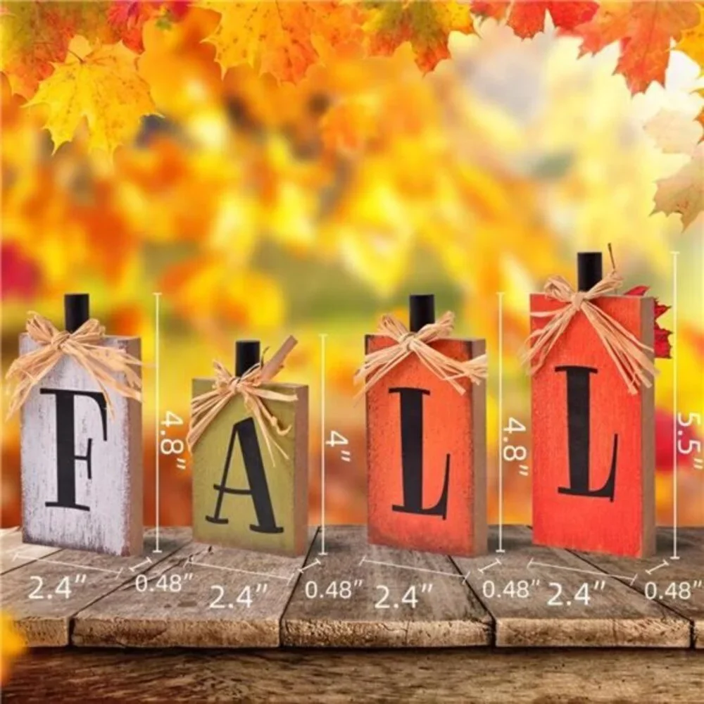 Fall Decorations for Home, 4 Pcs Rustic Farmhouse‎ Home Table Autumn Decor Signs